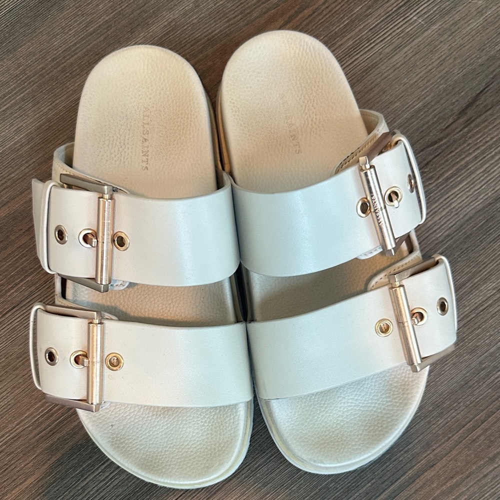 All Saints cream Sandals with Buckle Detail - Picture 2 of 4